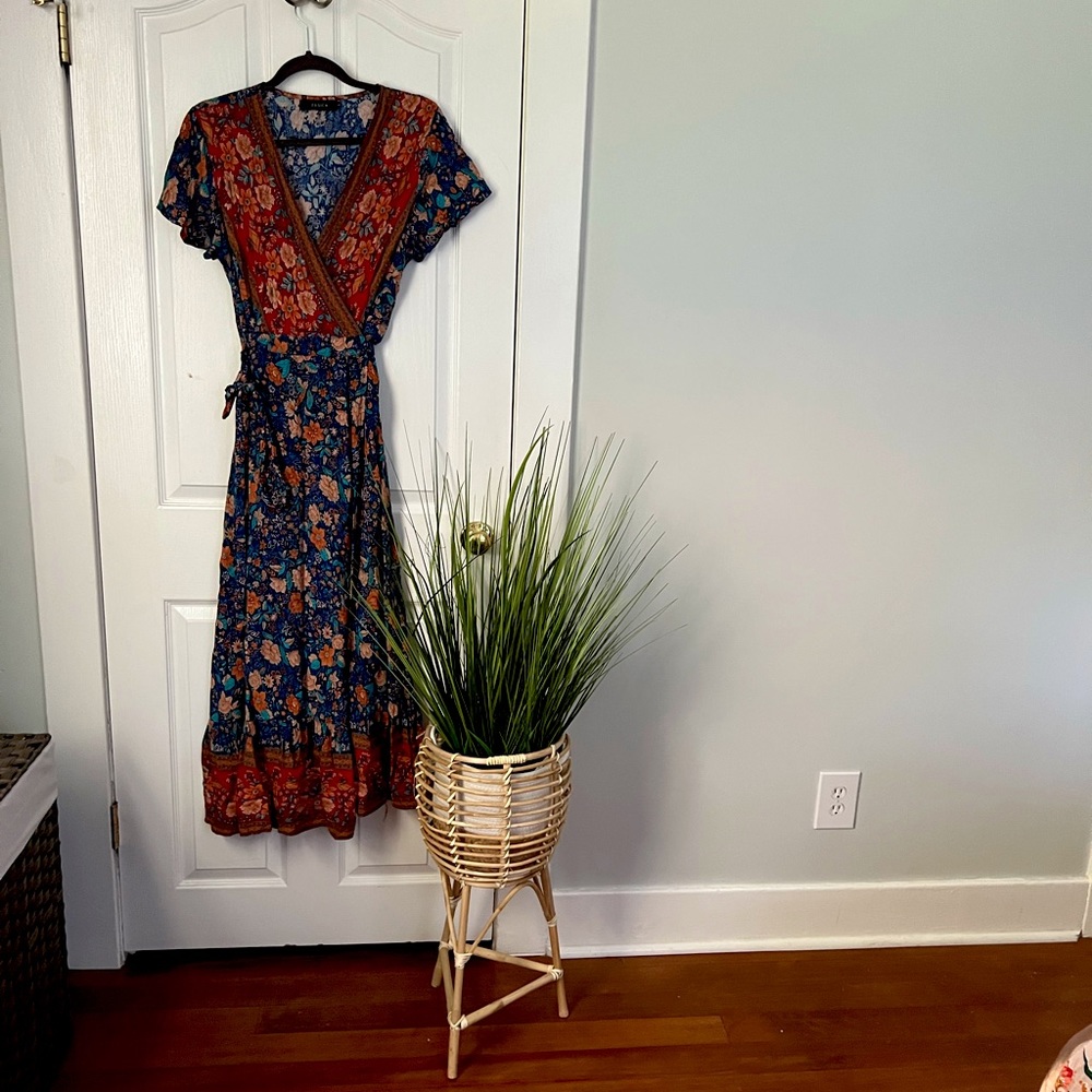 Boho dress….so cute with denim jacket or belter. It does have tie wrap
